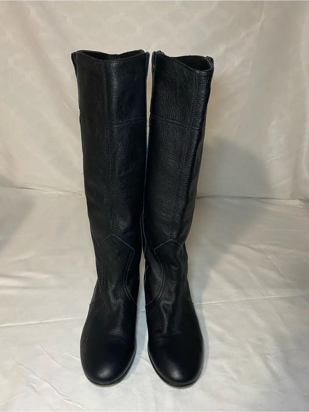 Black Over-the-Knee Leather Boots — Sleek Pull-On Design